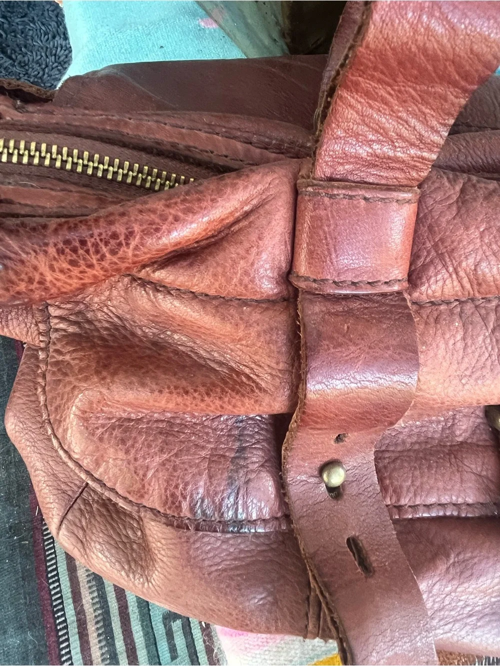 Vintage Lucky Brand Brown Leather Satchel Purse